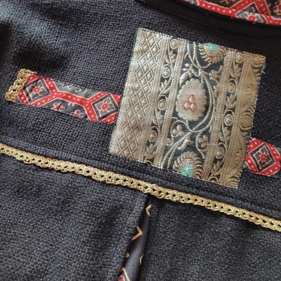 Vintage Flashback Black Woven 100% Cotton Jacket Womens Size M - Picture 9 of 12